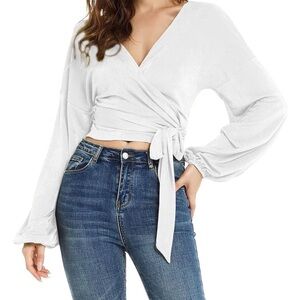Elegant White Wrap Blouse
